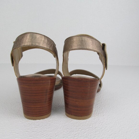 Stuart Weitzman Broadband Sandal Block Heel Gold Metallic size 8 M - Picture 8 of 9